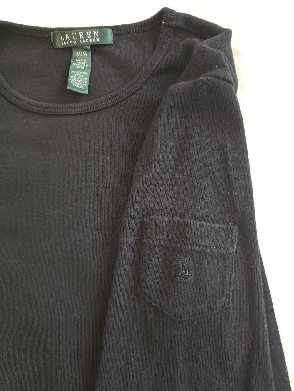 Lauren Ralph Lauren Vintage Black Long Sleeve Pocket Tee